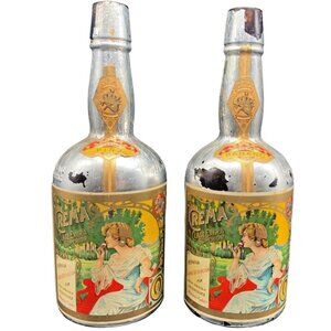 Herman's Store Havana Antique Foil Wrapped Liquor Bottles Art Deco Labels Empty